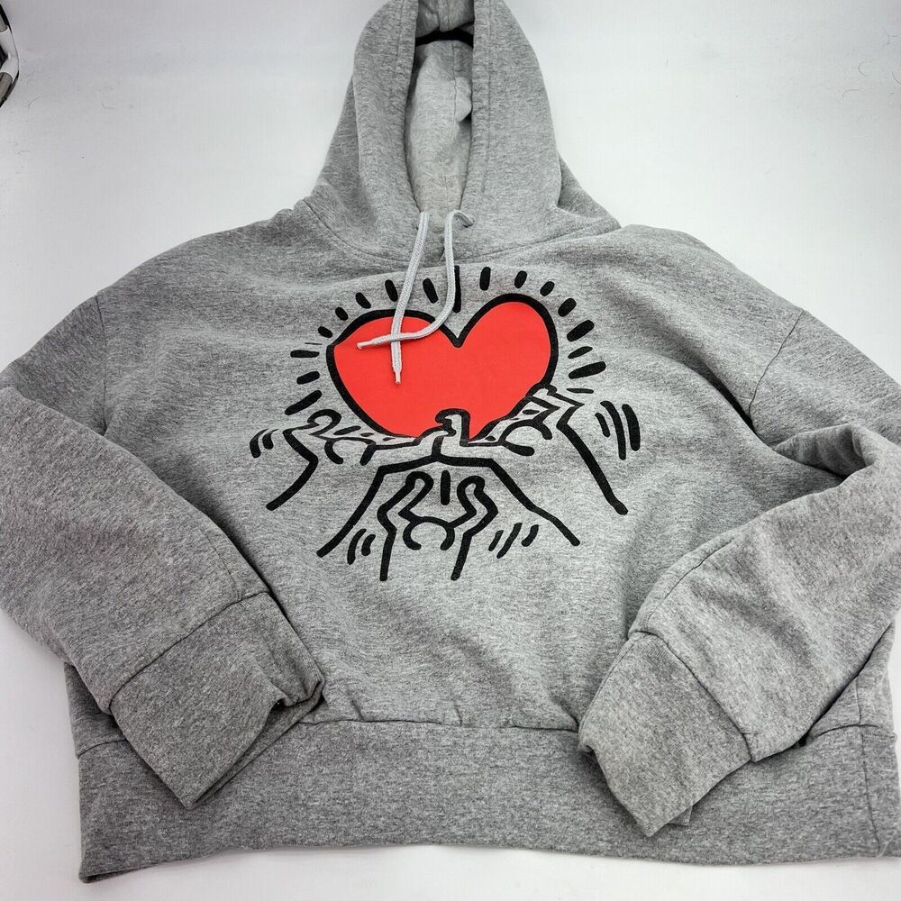 Keith Haring “Dancing Heart” Retro Graphic Hoodie Sweatshirt Small